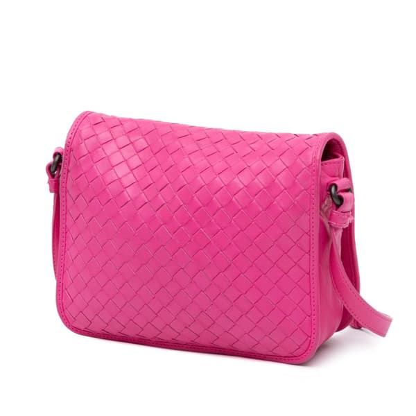 Pre-owned Bottega Veneta Nappa Intrecciato Flap Crossbody Pink