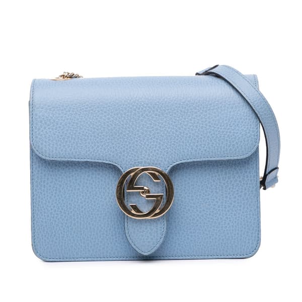 Pre-owned Gucci Small Dollar Calfskin Interlocking G Crossbody Blue