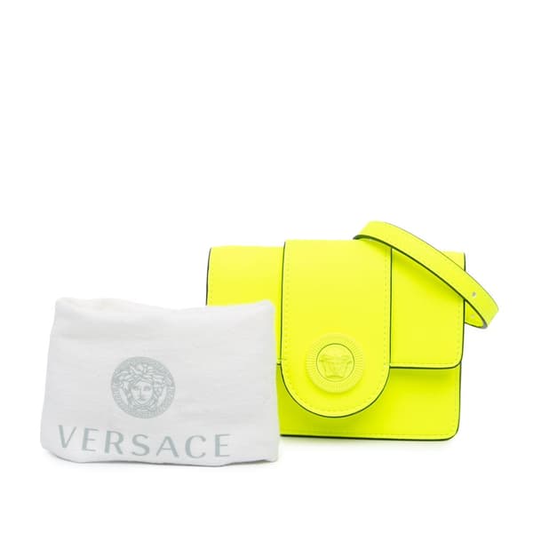 Pre-owned Versace Leather La Medusa Crossbody Yellow