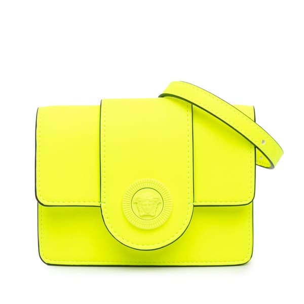 Pre-owned Versace Leather La Medusa Crossbody Yellow