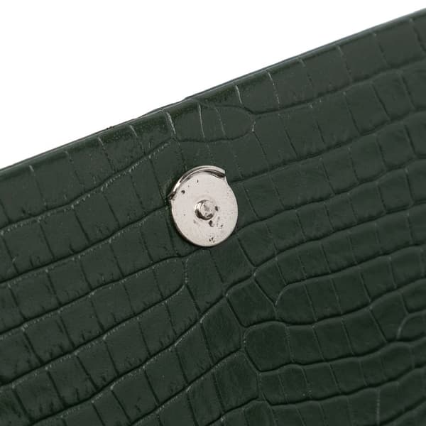 Pre-owned Saint Laurent Medium Croc Embossed Leather Kate Tassel Crossbody Green