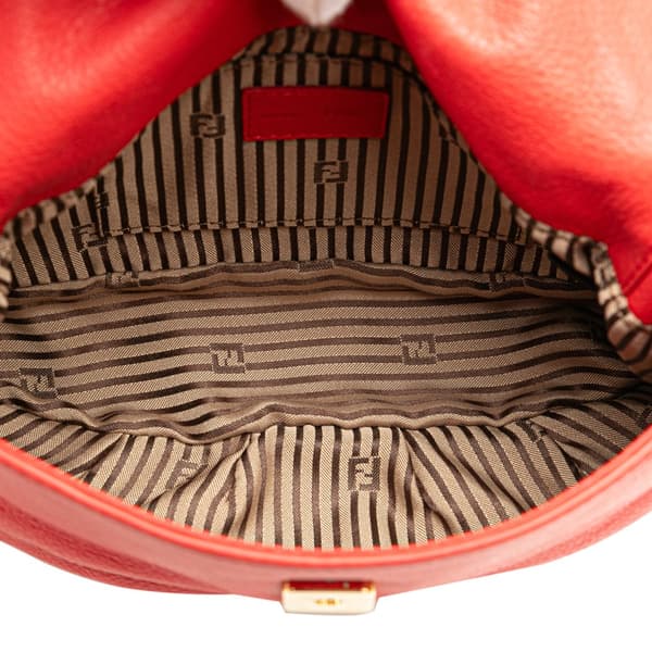 Pre-owned Fendi Leather Fendista Pochette Crossbody Red
