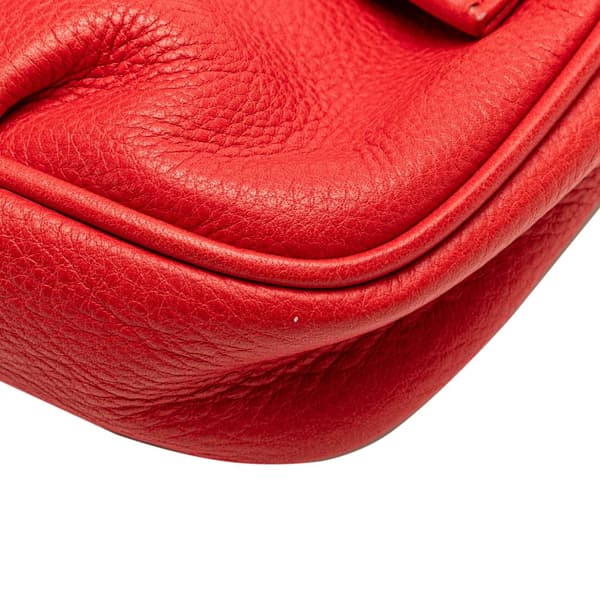 Pre-owned Fendi Leather Fendista Pochette Crossbody Red