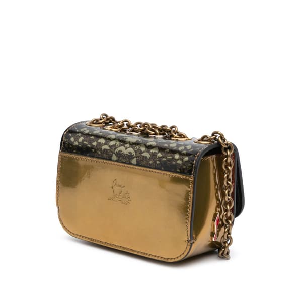 Pre-owned Christian Louboutin Mini Printed Calfskin Sweet Charity Crossbody Green