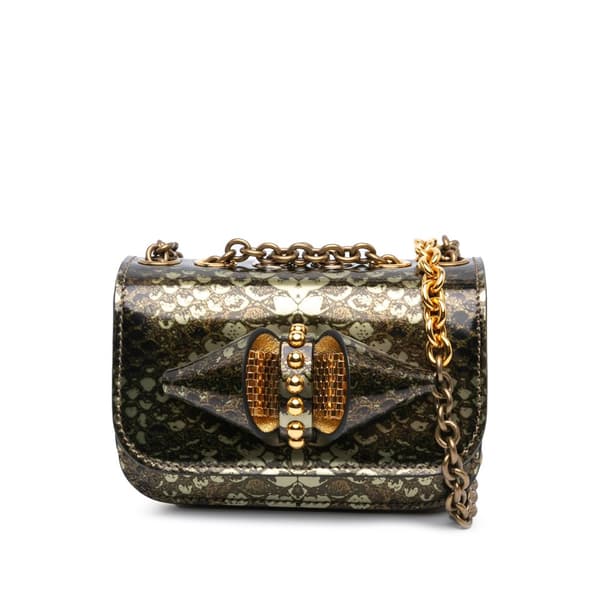Pre-owned Christian Louboutin Mini Printed Calfskin Sweet Charity Crossbody Green