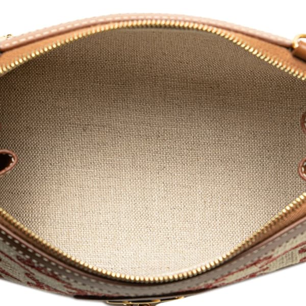 Pre-owned Celine Triomphe Embroidered Canvas Clutch On Chain Brown