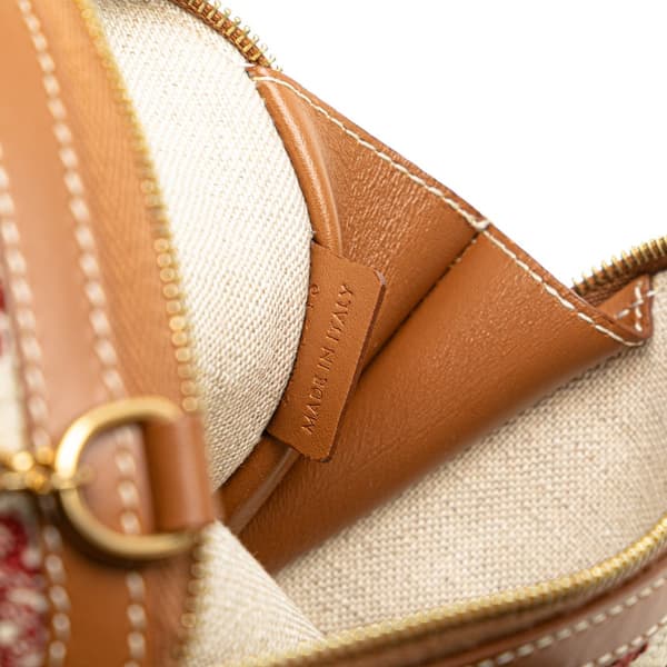 Pre-owned Celine Triomphe Embroidered Canvas Clutch On Chain Brown