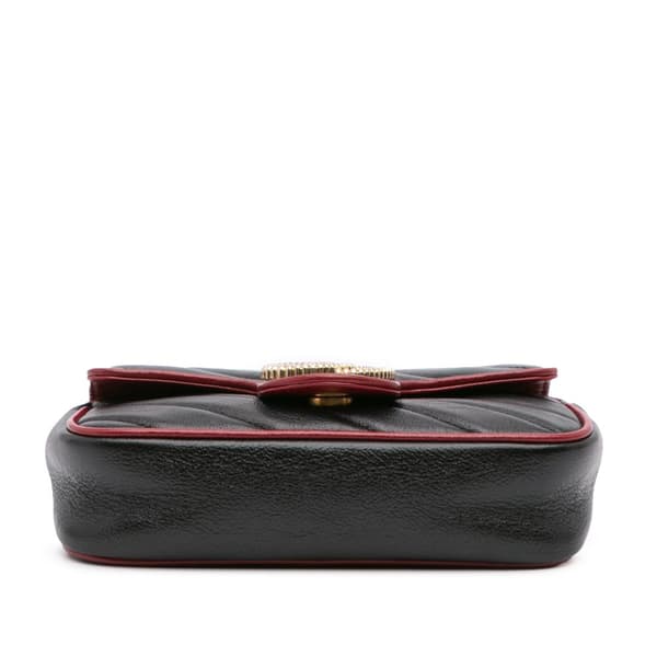 Pre-owned Gucci Super Mini GG Marmont Matelasse Leather Torchon Flap Crossbody Black
