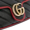 Miniatyrbild 8 av 10: Pre-owned Gucci Super Mini GG Marmont Matelasse Leather Torchon Flap Crossbody Black