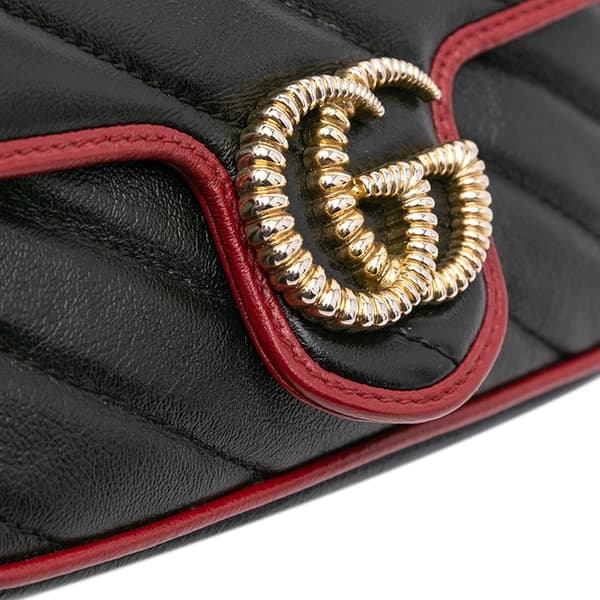 Pre-owned Gucci Super Mini GG Marmont Matelasse Leather Torchon Flap Crossbody Black