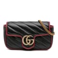 Miniatyrbild 1 av 10: Pre-owned Gucci Super Mini GG Marmont Matelasse Leather Torchon Flap Crossbody Black