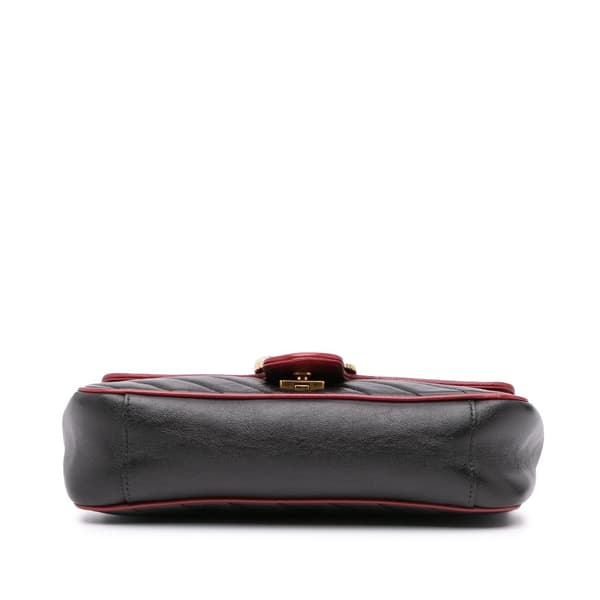 Pre-owned Gucci Small GG Marmont Matelasse Leather Torchon Flap Crossbody Black