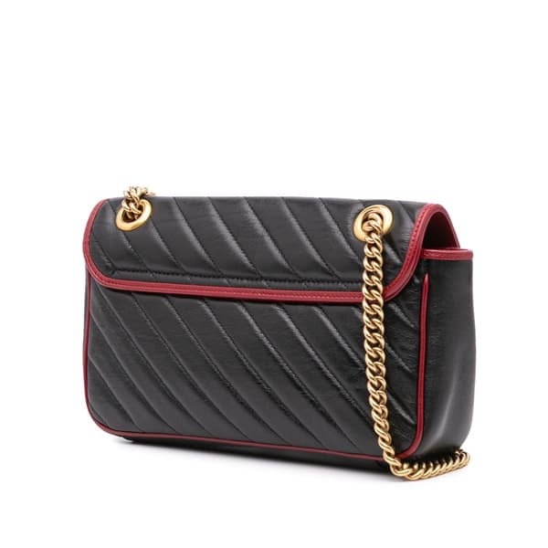 Pre-owned Gucci Small GG Marmont Matelasse Leather Torchon Flap Crossbody Black
