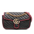 Miniatyrbilde 1 av 10: Pre-owned Gucci Small GG Marmont Matelasse Leather Torchon Flap Crossbody Black