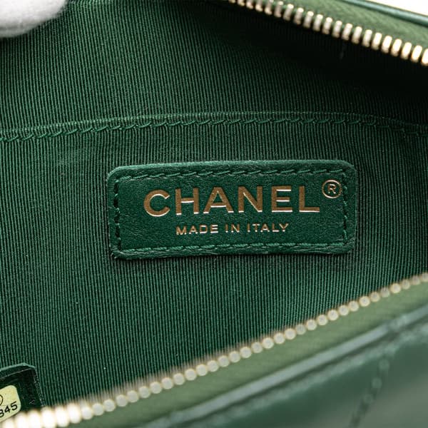 Pre-owned Chanel Stitched Calfskin and Grosgrain Button Up Double Zip Camera Bag Green