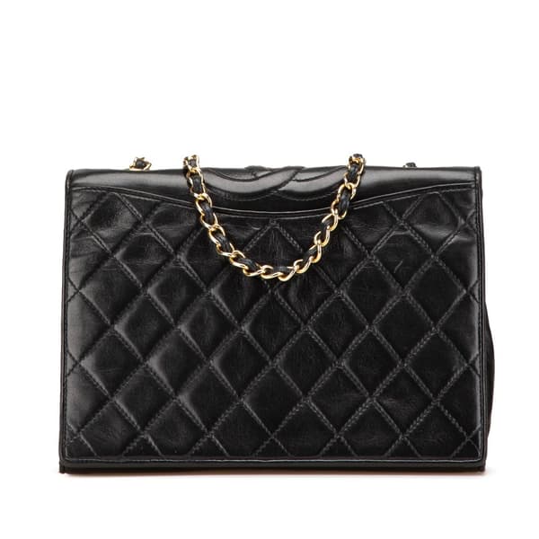 Pre-owned Chanel CC Quilted Lambskin Full Flap Black