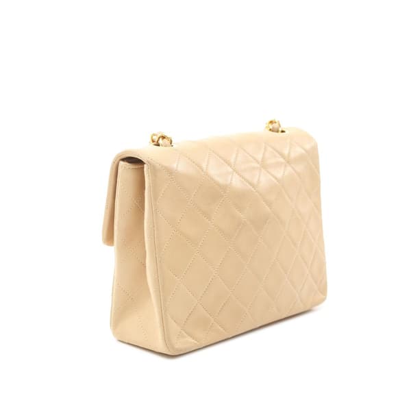 Pre-owned Chanel CC Quilted Lambskin Chain Flap Brown