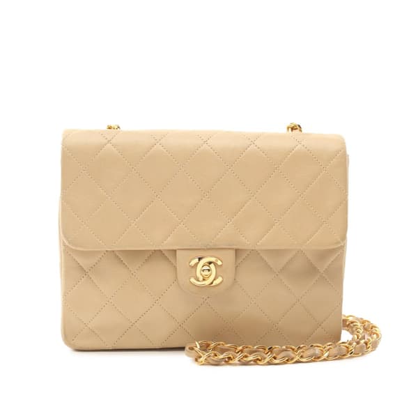 Pre-owned Chanel CC Quilted Lambskin Chain Flap Brown