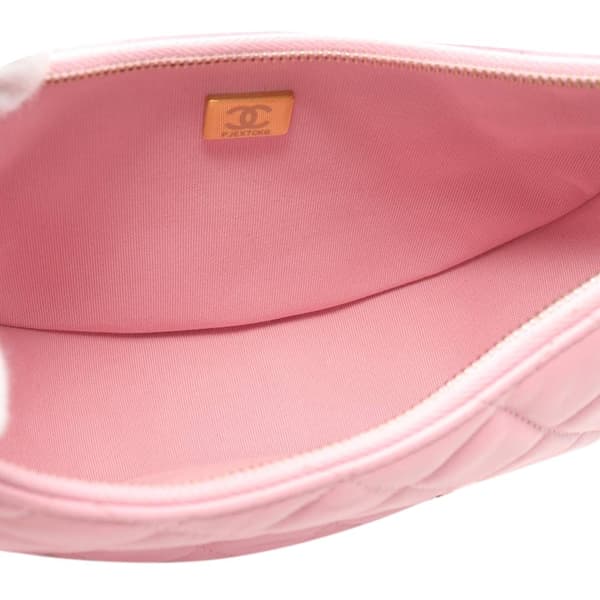 Pre-owned Chanel Small Quilted Lambskin Chain Around Hook Hobo Bag Pink