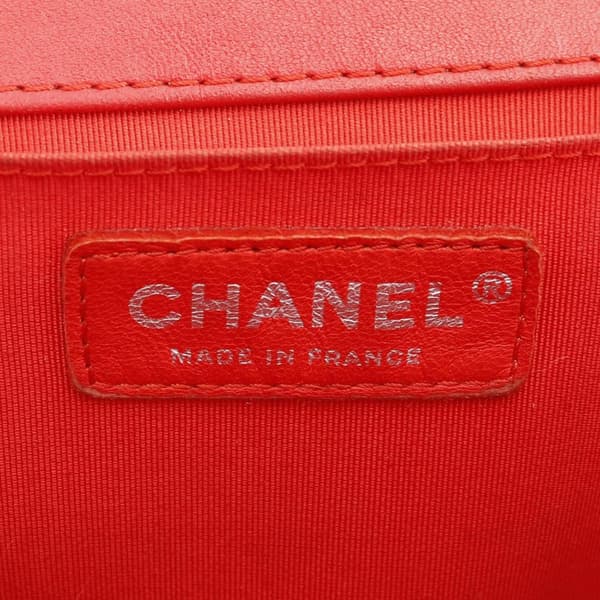 Pre-owned Chanel Old Medium Bicolor Quilted Lambskin and Rubber Boy Flap Red