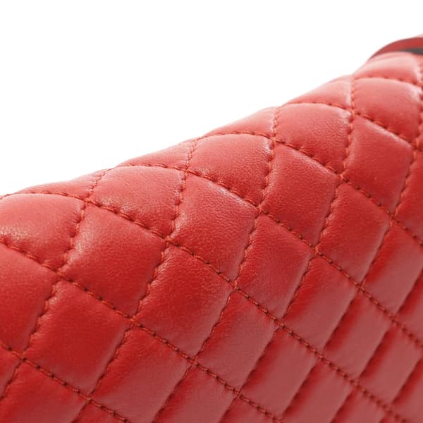 Pre-owned Chanel Old Medium Bicolor Quilted Lambskin and Rubber Boy Flap Red