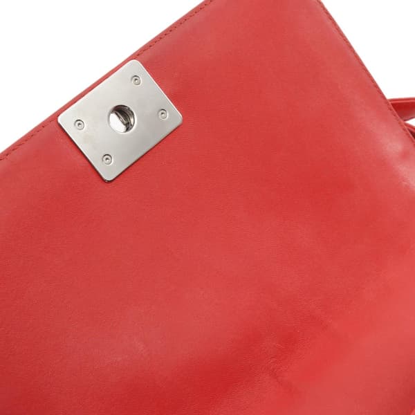 Pre-owned Chanel Old Medium Bicolor Quilted Lambskin and Rubber Boy Flap Red