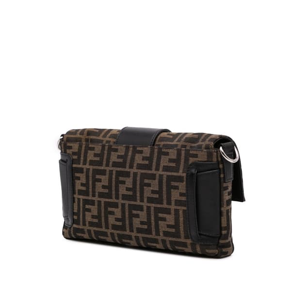 Pre-owned Fendi Zucca Canvas Convertible Baguette Crossbody Brown
