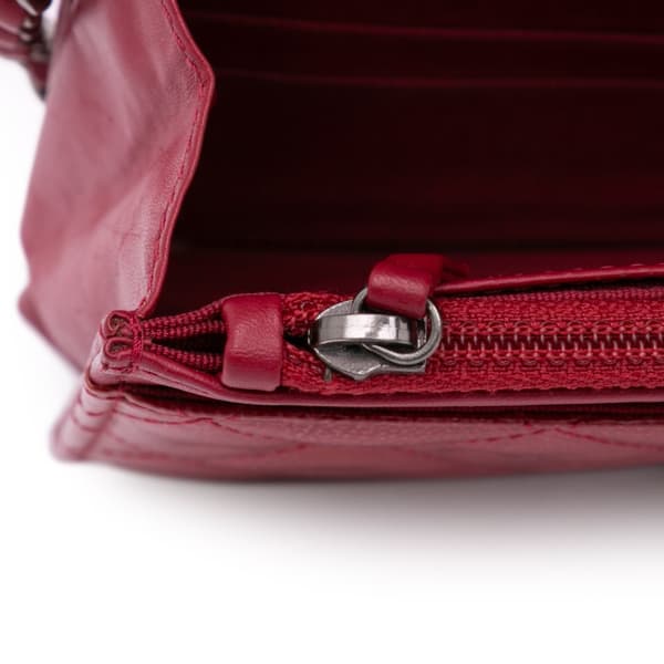 Pre-owned Chanel Paris Dallas CC Patent Goatskin Wallet on Chain Red