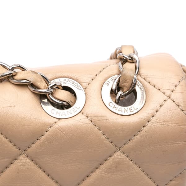 Pre-owned Chanel CC Bicolor Quilted Calfskin and Caviar Single Flap Brown