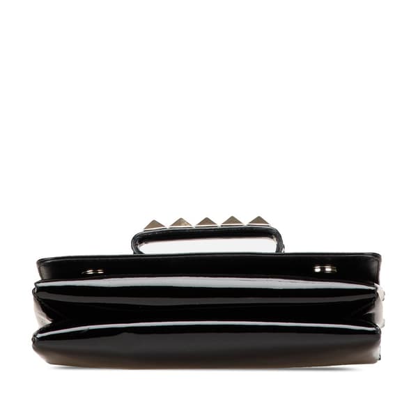 Pre-owned Valentino Patent Vava Voom Chain Clutch Black