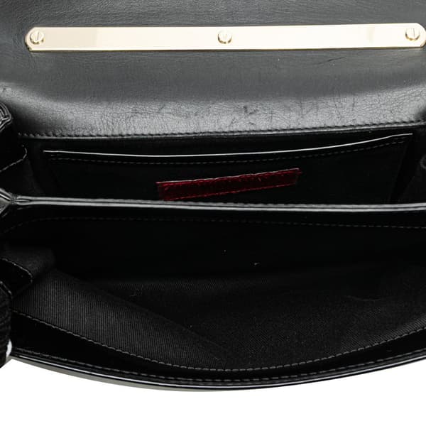 Pre-owned Valentino Patent Vava Voom Chain Clutch Black