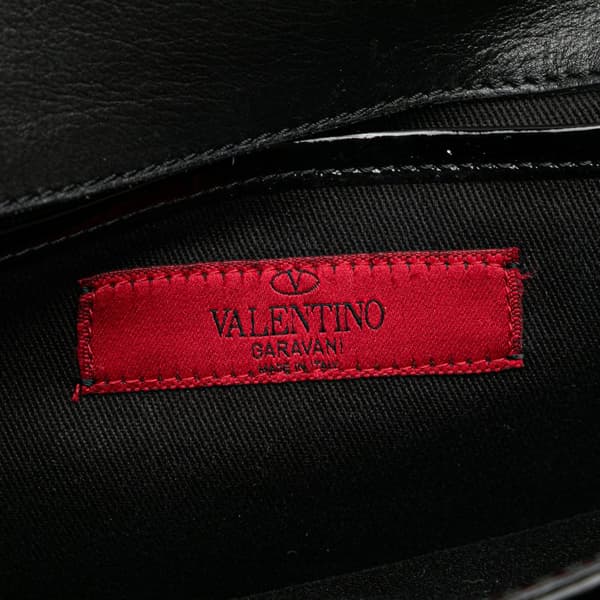 Pre-owned Valentino Patent Vava Voom Chain Clutch Black