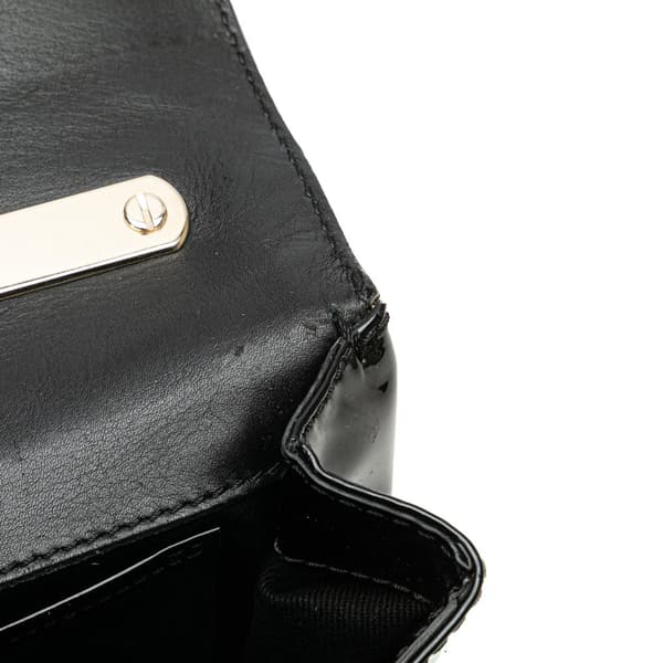 Pre-owned Valentino Patent Vava Voom Chain Clutch Black