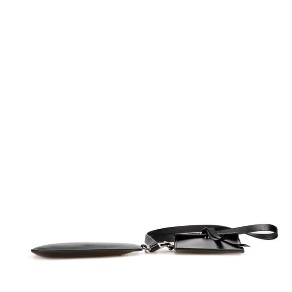Pre-owned Valentino Leather VRing Neck Pouch Black