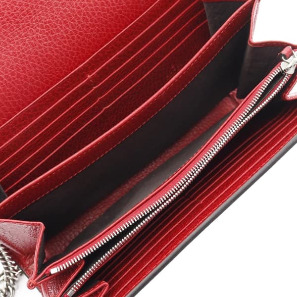 Pre-owned Gucci Mini Leather Dionysus Wallet on Chain Red