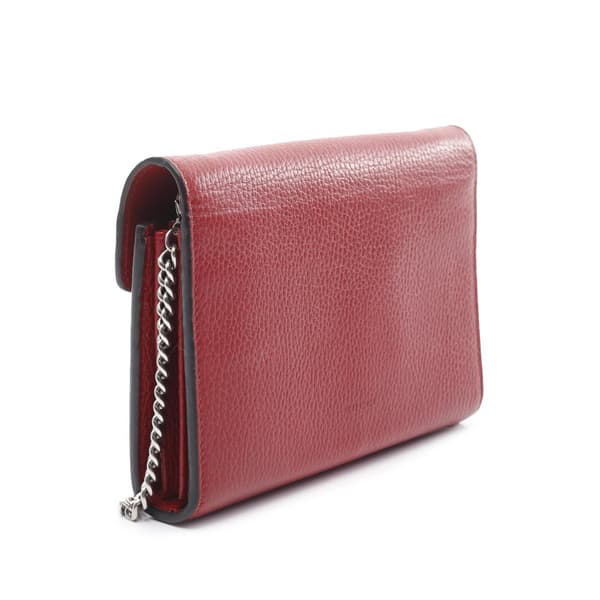 Pre-owned Gucci Mini Leather Dionysus Wallet on Chain Red