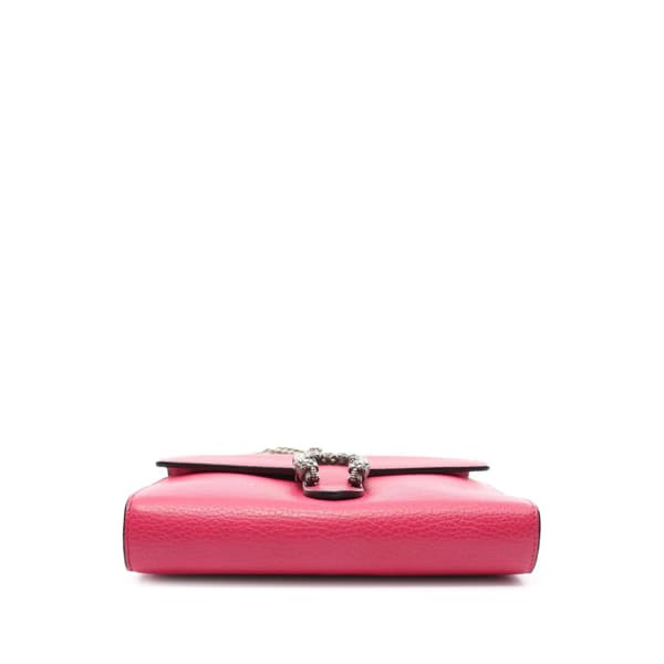 Pre-owned Gucci Mini Leather Dionysus Wallet on Chain Pink