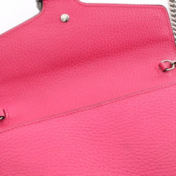 Pre-owned Gucci Mini Leather Dionysus Wallet on Chain Pink