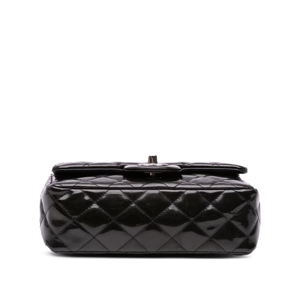 Pre-owned Chanel Mini Rectangular Classic Striped Patent Single Flap Black