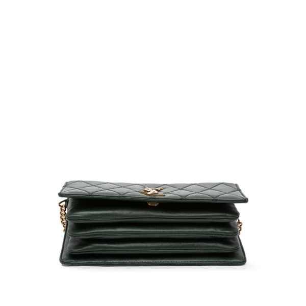 Pre-owned Saint Laurent Diamond Quilted Lambskin Angie Chain Bag Green