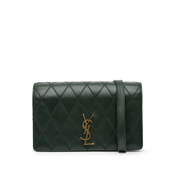 Pre-owned Saint Laurent Diamond Quilted Lambskin Angie Chain Bag Green
