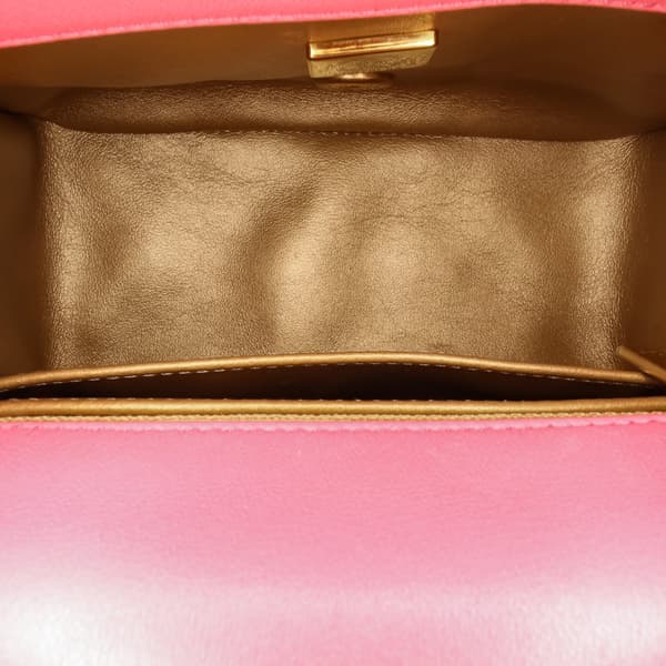 Pre-owned Chanel Mini Square Classic Lambskin Pearl Crush Single Flap Pink
