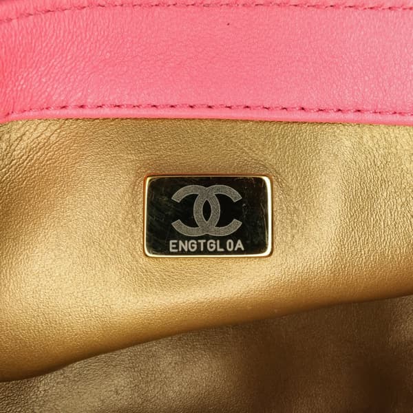 Pre-owned Chanel Mini Square Classic Lambskin Pearl Crush Single Flap Pink