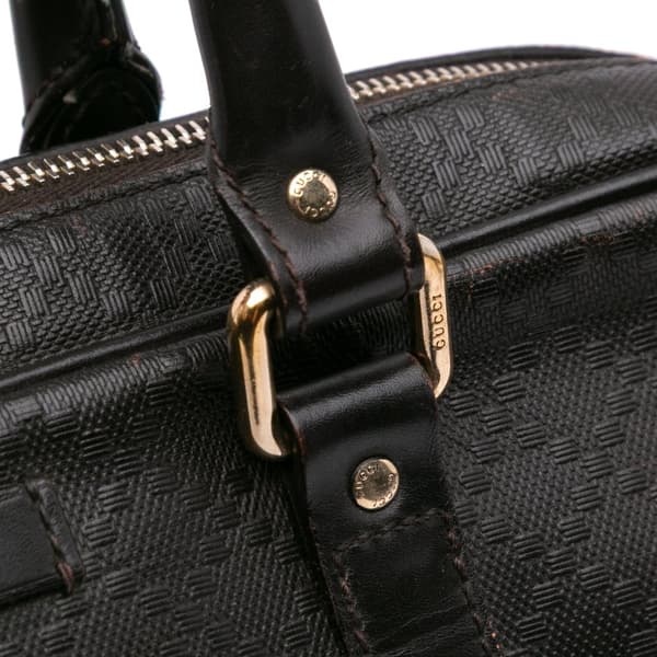 Pre-owned Gucci Medium Leather Diamante Bright Business Bag Brown