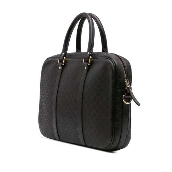 Pre-owned Gucci Medium Leather Diamante Bright Business Bag Brown