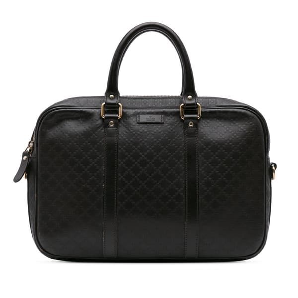 Pre-owned Gucci Medium Leather Diamante Bright Business Bag Brown