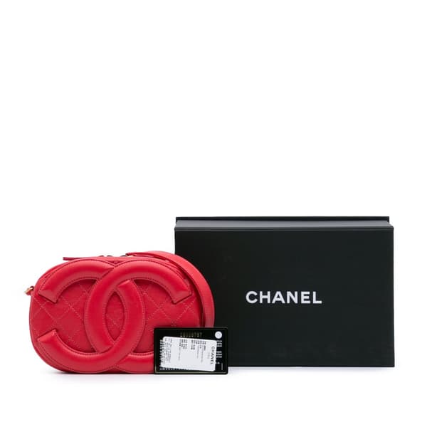 Pre-owned Chanel CC Quilted Lambskin Coco Midnight Camera Bag Red