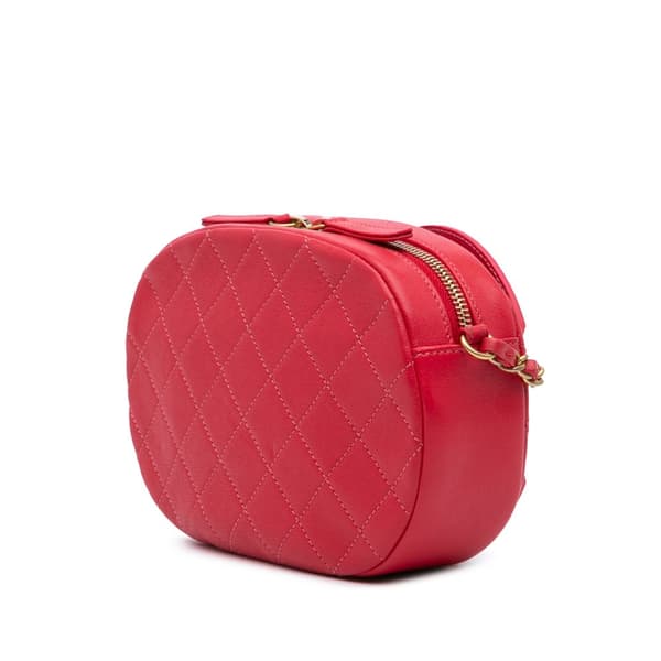 Pre-owned Chanel CC Quilted Lambskin Coco Midnight Camera Bag Red