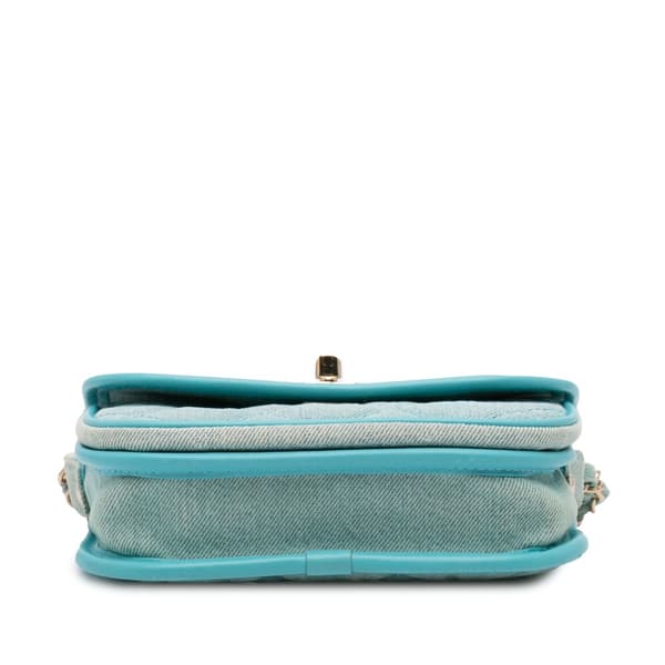 Pre-owned Chanel Mini CC Quilted Denim Messenger Flap Blue