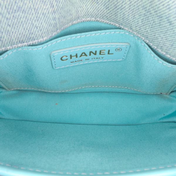 Pre-owned Chanel Mini CC Quilted Denim Messenger Flap Blue